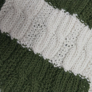 BUFANDA de 8s REVERSIBLE RAYADA EN VERDE Y CRUDO - GiBlack Knits