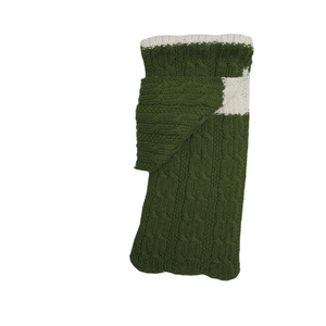 BUFANDA de 8s REVERSIBLE RAYADA EN VERDE Y CRUDO - GiBlack Knits