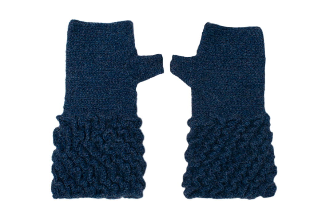 SET MARIA CUELLO Y MITONES AZUL PIZARRA - GiBlack Knits