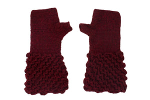 SET MARIA CUELLO Y MITONES BURDEOS - GiBlack Knits