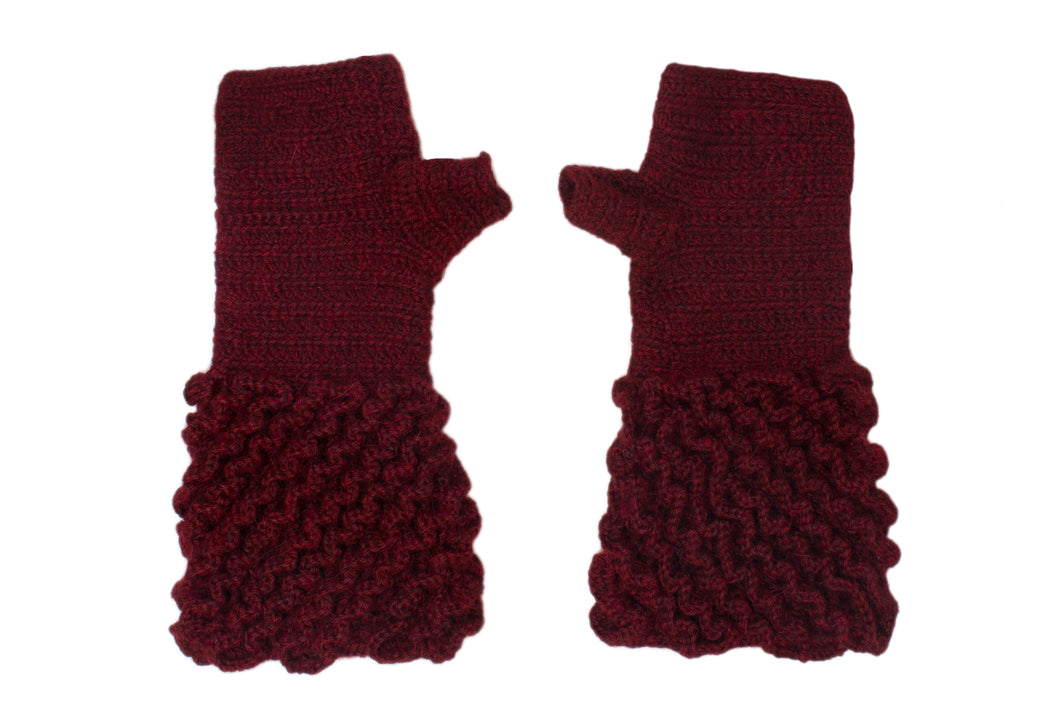 SET MARIA CUELLO Y MITONES BURDEOS - GiBlack Knits