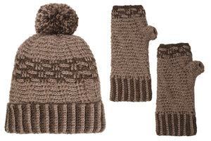 SET COLUMBUS GORRO Y MITÓN BEIGE Y MARRON  - GiBlack Knits