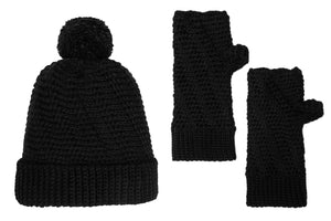 SET COLUMBUS GORRO Y MITON NEGRO  - GiBlack Knits