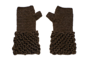 SET MARIA CUELLO Y MITONES MARRON - GiBlack Knits