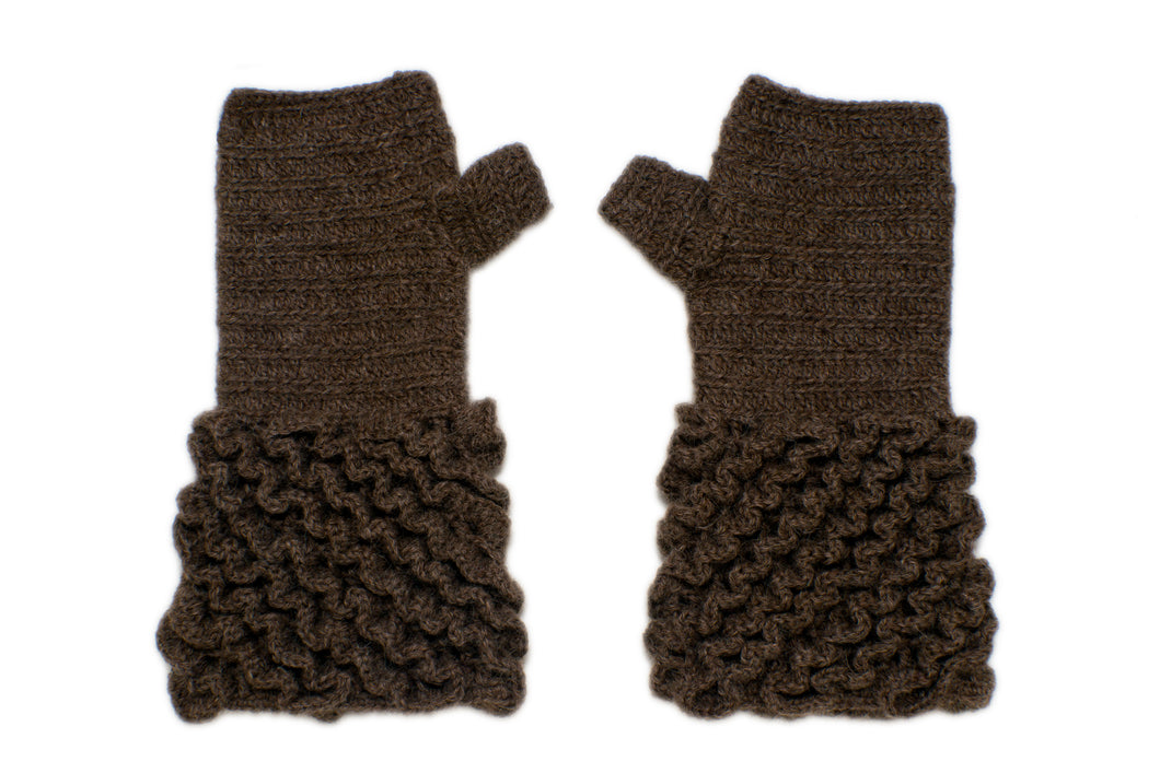 SET MARIA CUELLO Y MITONES MARRON - GiBlack Knits